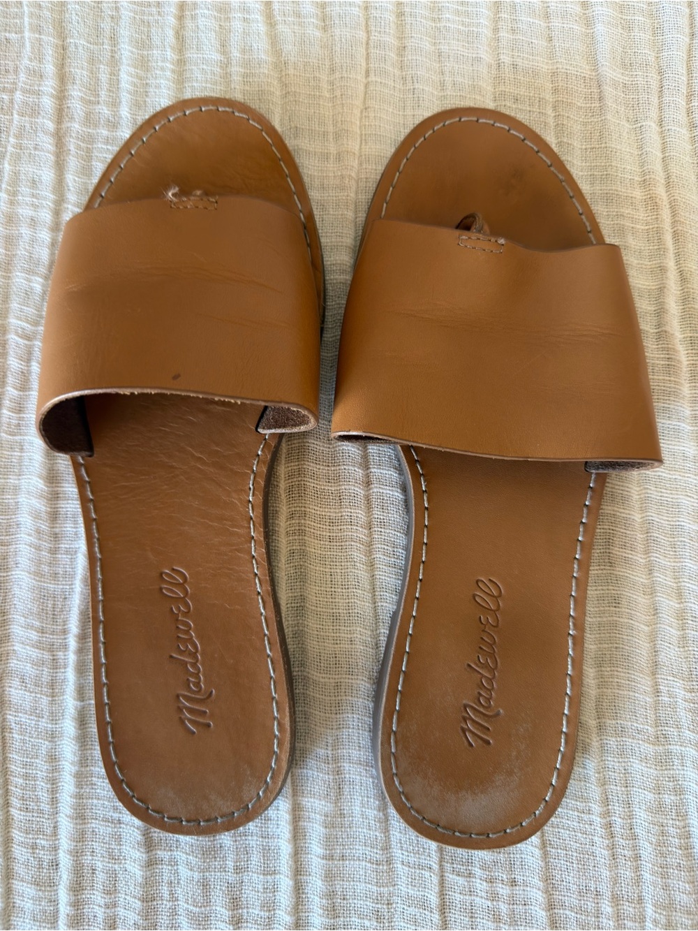 Madewell Tan Leather Slide Sandals